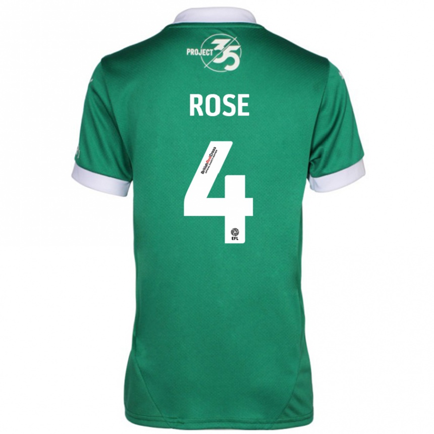 Férfi Labdarúgás Jemma Rose #4 Zöld Fehér Hazai Jersey 2024/25 Mez Póló Ing