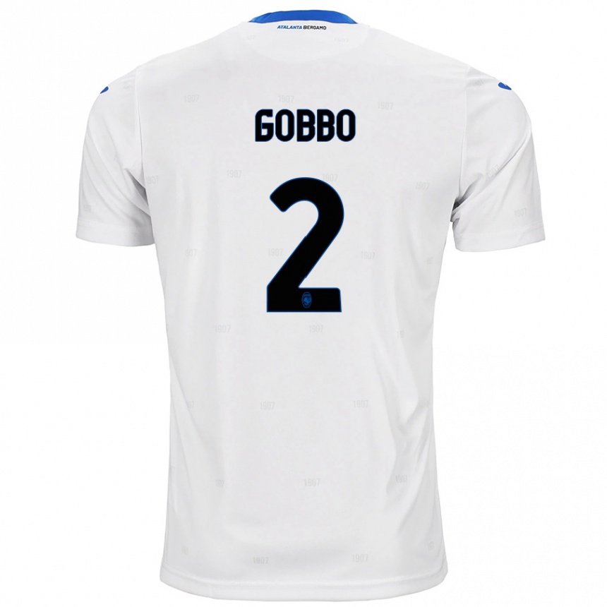 Férfi Labdarúgás Luca Gobbo #2 Fehér Idegenbeli Jersey 2024/25 Mez Póló Ing