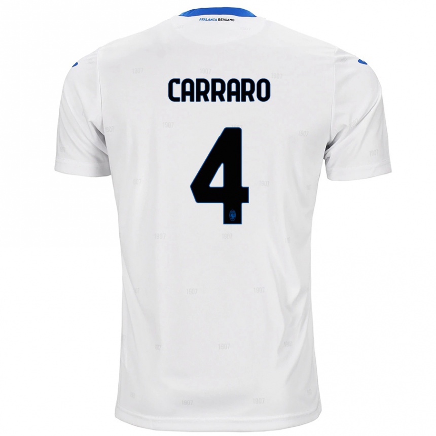 Férfi Labdarúgás Marco Carraro #4 Fehér Idegenbeli Jersey 2024/25 Mez Póló Ing