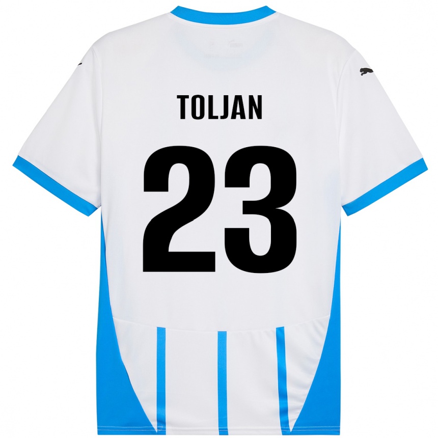 Férfi Labdarúgás Jeremy Toljan #23 Fehér Kék Idegenbeli Jersey 2024/25 Mez Póló Ing