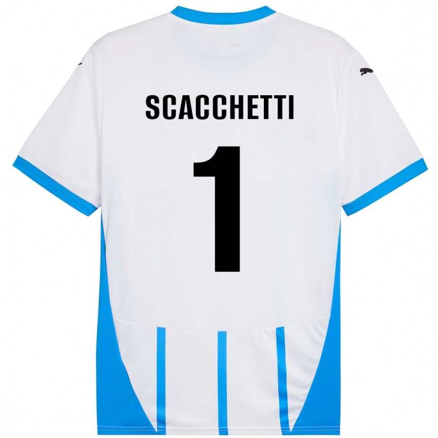 Férfi Labdarúgás Alessandro Scacchetti #1 Fehér Kék Idegenbeli Jersey 2024/25 Mez Póló Ing