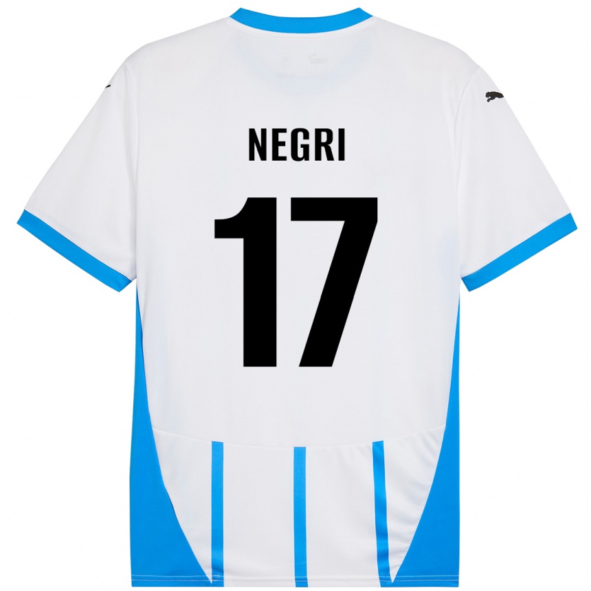 Férfi Labdarúgás Gabriele Negri #17 Fehér Kék Idegenbeli Jersey 2024/25 Mez Póló Ing