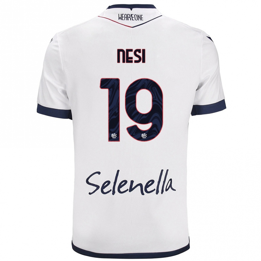 Férfi Labdarúgás Luca Nesi #19 Fehér Royal Blue Idegenbeli Jersey 2024/25 Mez Póló Ing