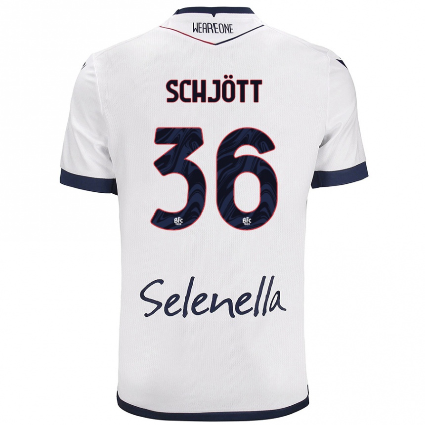 Férfi Labdarúgás Gustav Schjött #36 Fehér Royal Blue Idegenbeli Jersey 2024/25 Mez Póló Ing