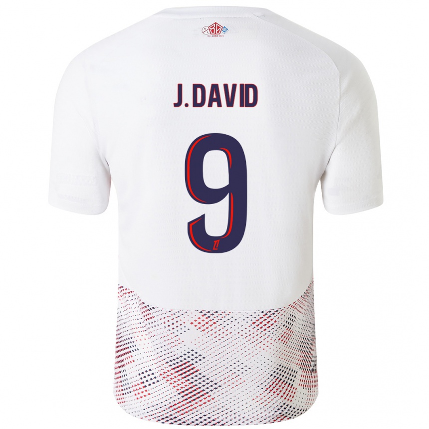 Férfi Labdarúgás Jonathan David #9 Fehér Royal Blue Idegenbeli Jersey 2024/25 Mez Póló Ing