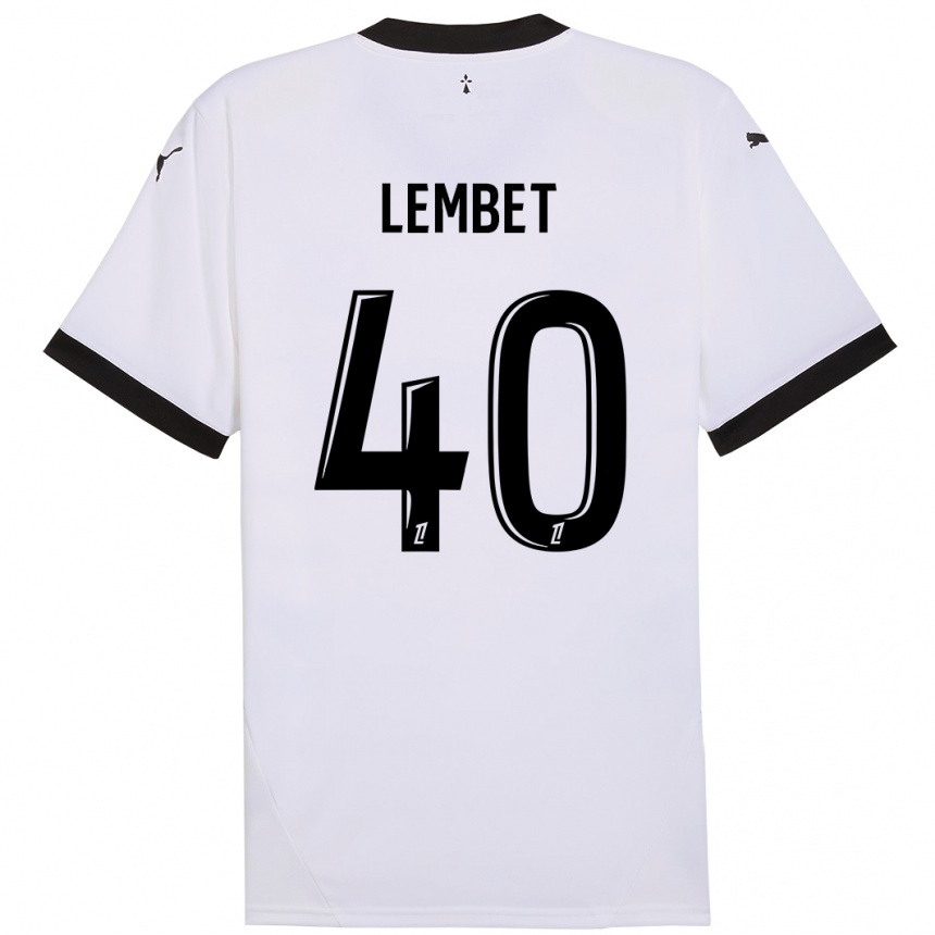 Férfi Labdarúgás Geoffrey Lembet #40 Fehér Fekete Idegenbeli Jersey 2024/25 Mez Póló Ing