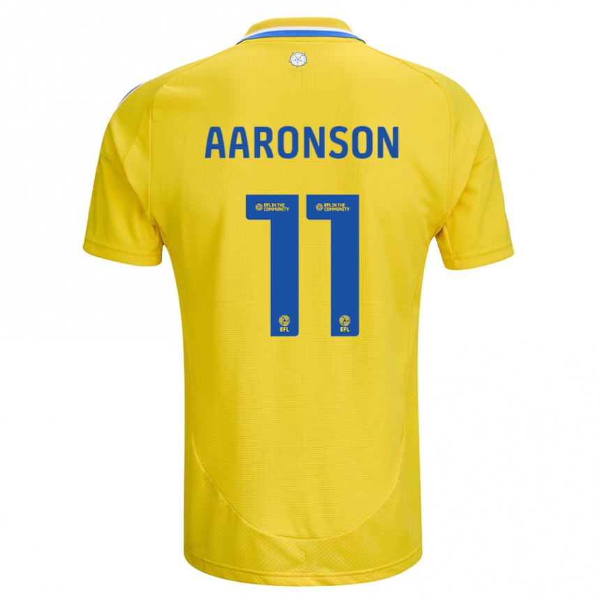 Férfi Labdarúgás Brenden Aaronson #11 Sárga Kék Idegenbeli Jersey 2024/25 Mez Póló Ing