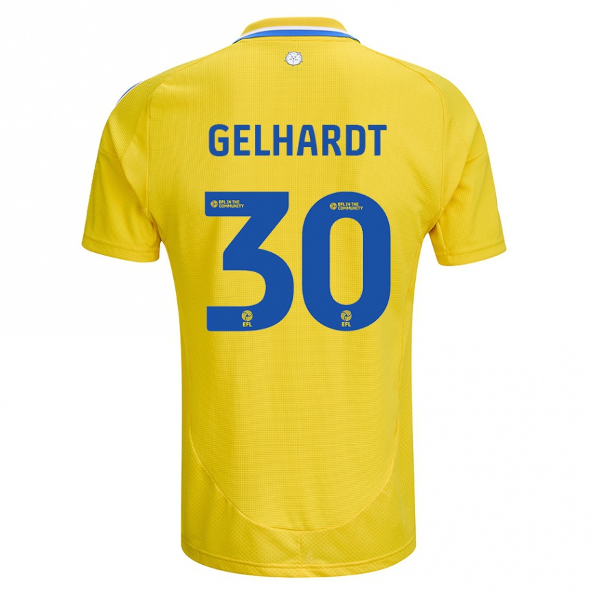 Férfi Labdarúgás Joe Gelhardt #30 Sárga Kék Idegenbeli Jersey 2024/25 Mez Póló Ing