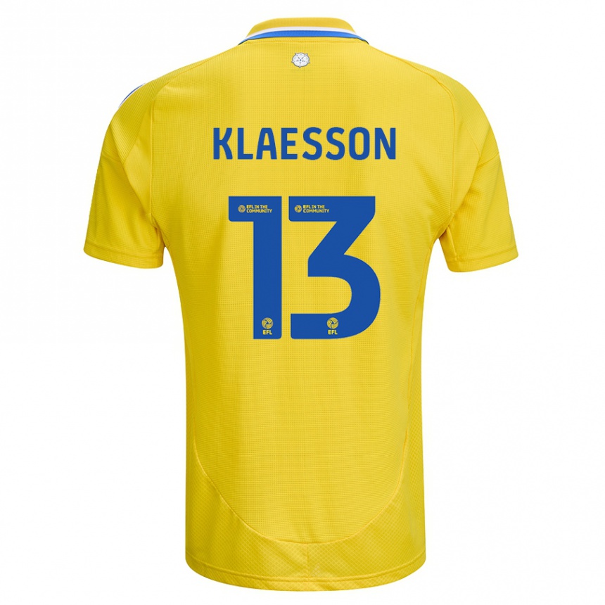 Férfi Labdarúgás Kristoffer Klaesson #13 Sárga Kék Idegenbeli Jersey 2024/25 Mez Póló Ing