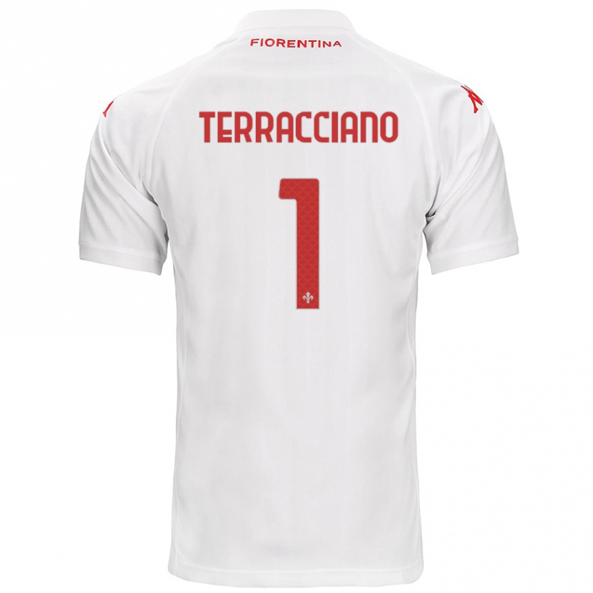 Férfi Labdarúgás Pietro Terracciano #1 Fehér Idegenbeli Jersey 2024/25 Mez Póló Ing