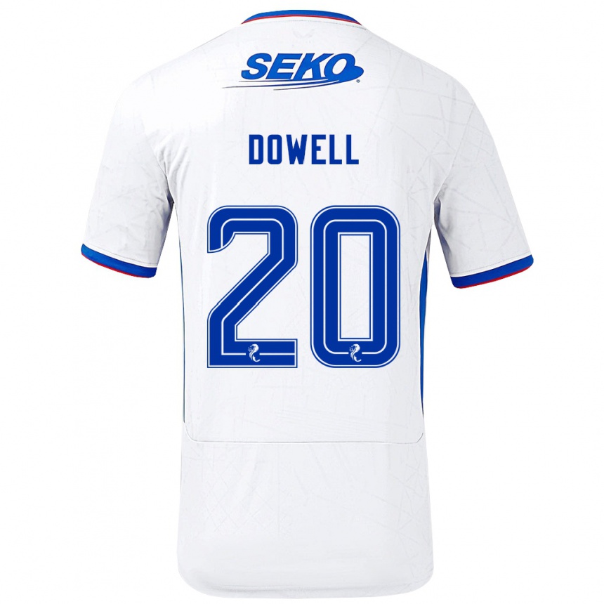 Férfi Labdarúgás Kieran Dowell #20 Fehér Kék Idegenbeli Jersey 2024/25 Mez Póló Ing