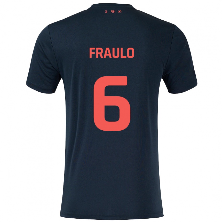 Férfi Labdarúgás Oscar Fraulo #6 Fekete Piros Idegenbeli Jersey 2024/25 Mez Póló Ing