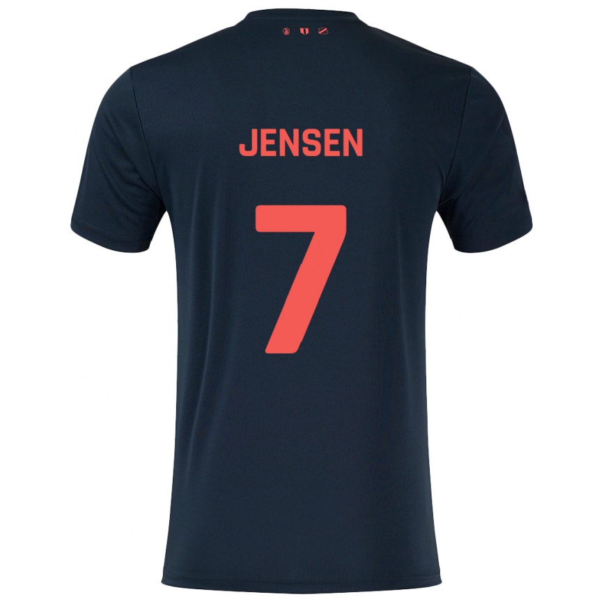 Férfi Labdarúgás Victor Jensen #7 Fekete Piros Idegenbeli Jersey 2024/25 Mez Póló Ing