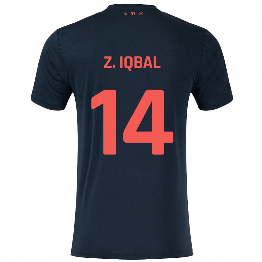 Férfi Labdarúgás Zidane Iqbal #14 Fekete Piros Idegenbeli Jersey 2024/25 Mez Póló Ing