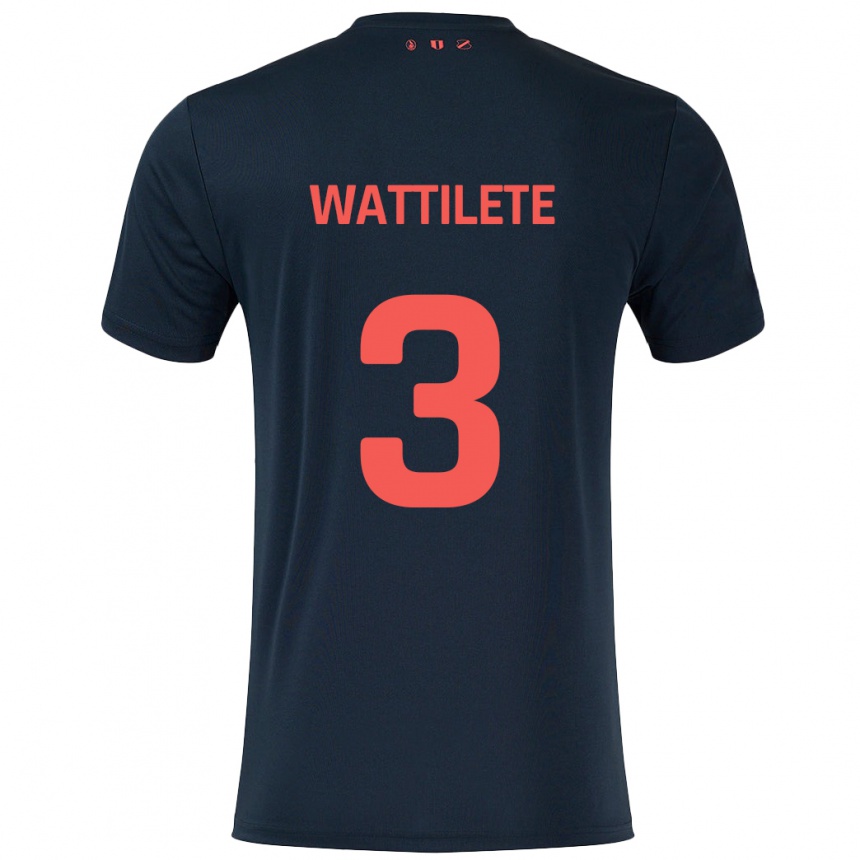 Férfi Labdarúgás Julia Wattilete #3 Fekete Piros Idegenbeli Jersey 2024/25 Mez Póló Ing