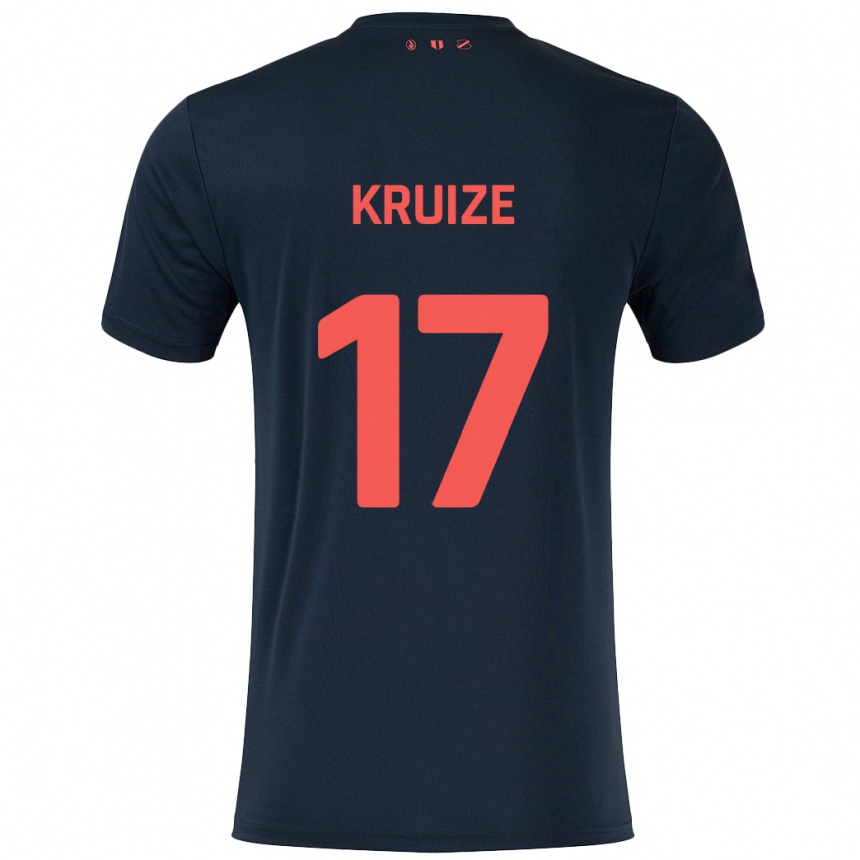 Férfi Labdarúgás Elisha Kruize #17 Fekete Piros Idegenbeli Jersey 2024/25 Mez Póló Ing