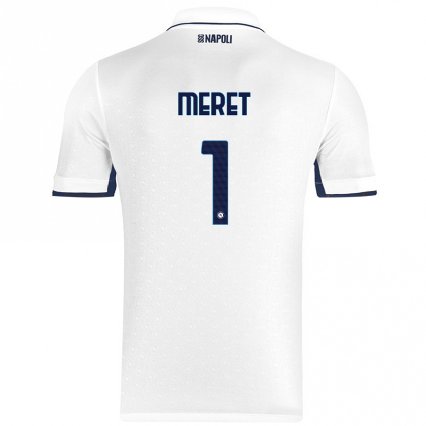 Férfi Labdarúgás Alex Meret #1 Fehér Royal Blue Idegenbeli Jersey 2024/25 Mez Póló Ing