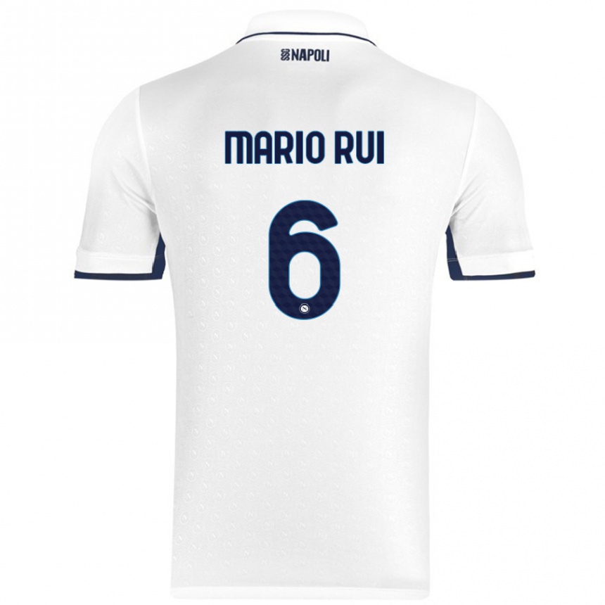 Férfi Labdarúgás Mario Rui #6 Fehér Royal Blue Idegenbeli Jersey 2024/25 Mez Póló Ing