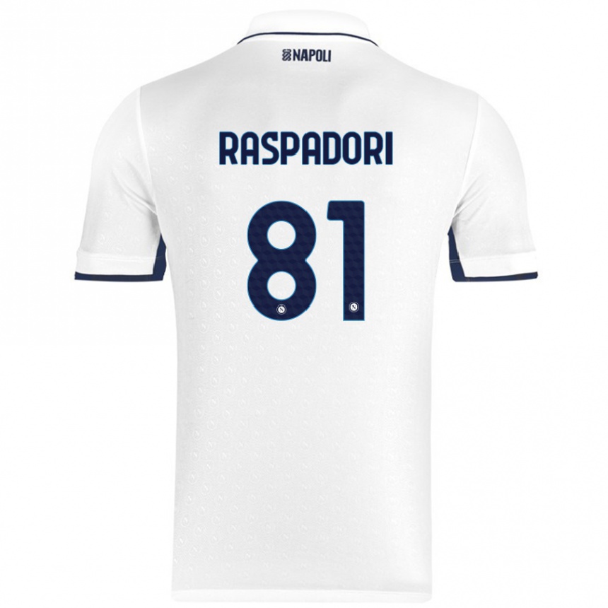 Férfi Labdarúgás Giacomo Raspadori #81 Fehér Royal Blue Idegenbeli Jersey 2024/25 Mez Póló Ing