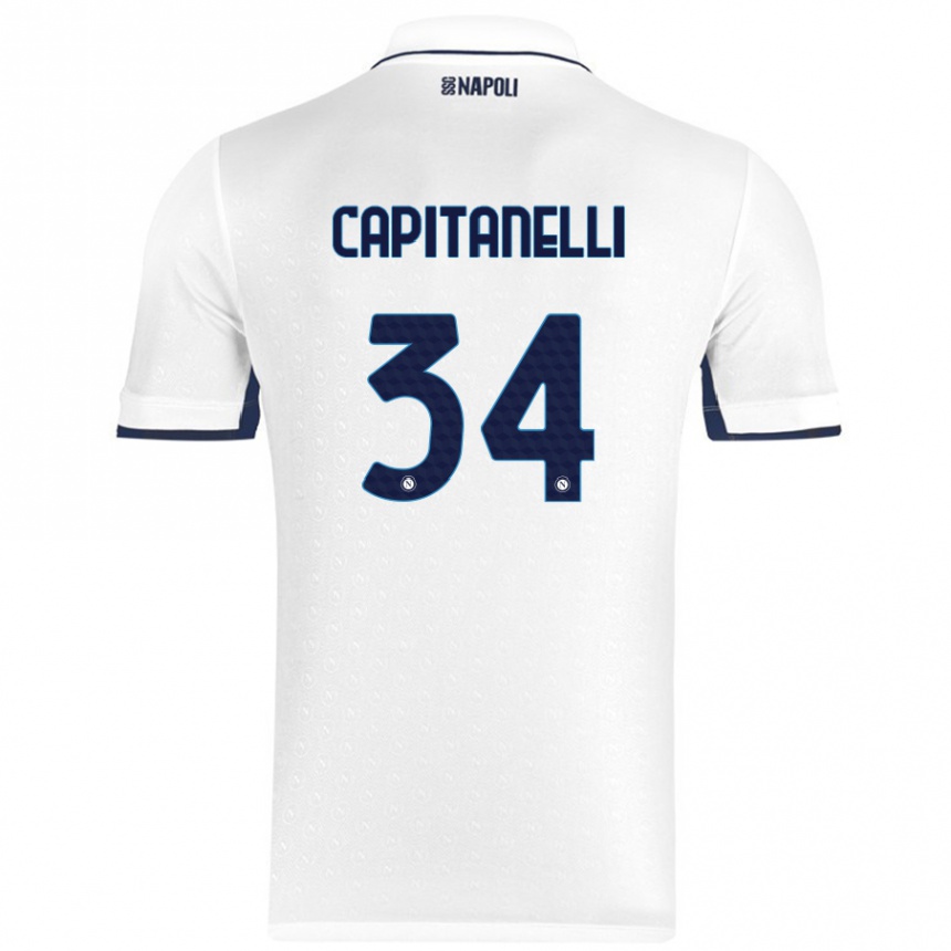 Férfi Labdarúgás Ilaria Capitanelli #34 Fehér Royal Blue Idegenbeli Jersey 2024/25 Mez Póló Ing