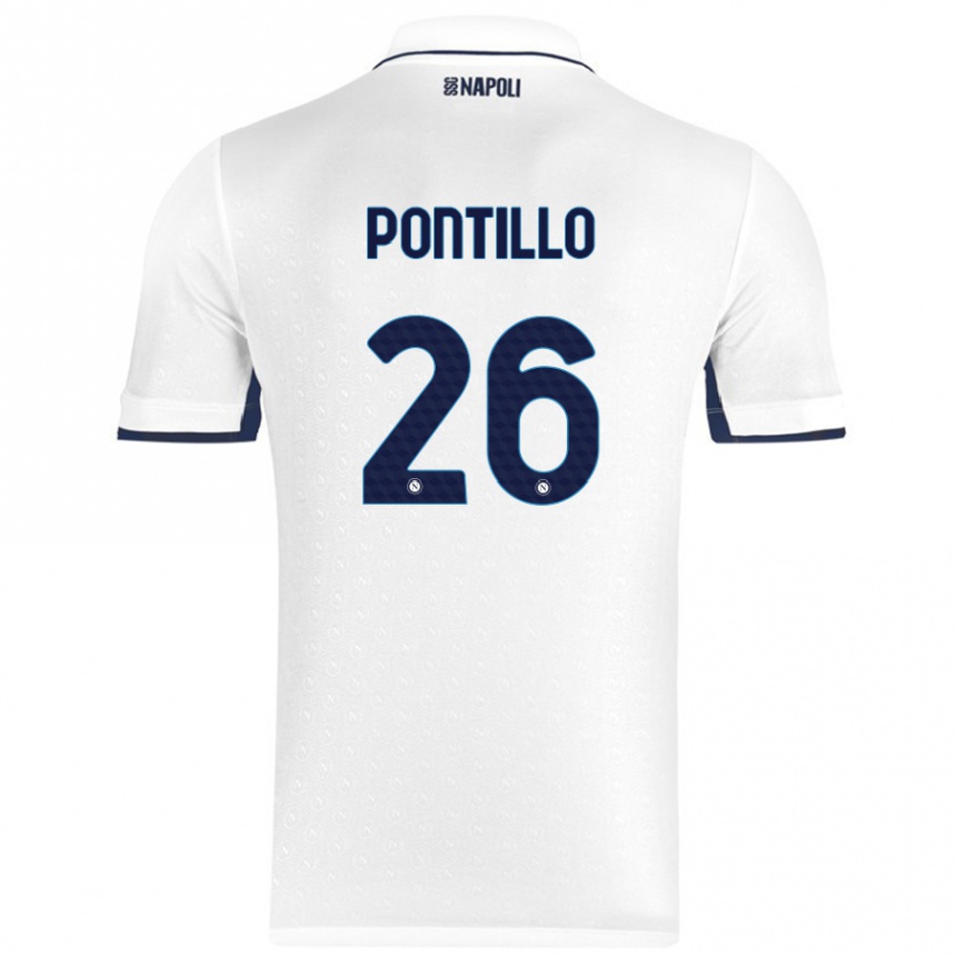 Férfi Labdarúgás Pasquale Pontillo #26 Fehér Royal Blue Idegenbeli Jersey 2024/25 Mez Póló Ing