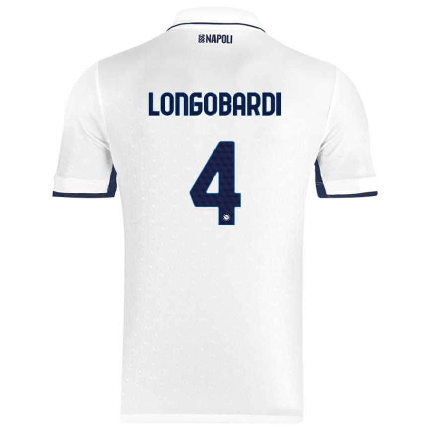 Férfi Labdarúgás Salvatore Longobardi #4 Fehér Royal Blue Idegenbeli Jersey 2024/25 Mez Póló Ing