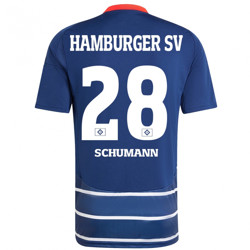 Férfi Labdarúgás Henri Maximilian Schümann #28 Sötétkék Idegenbeli Jersey 2024/25 Mez Póló Ing