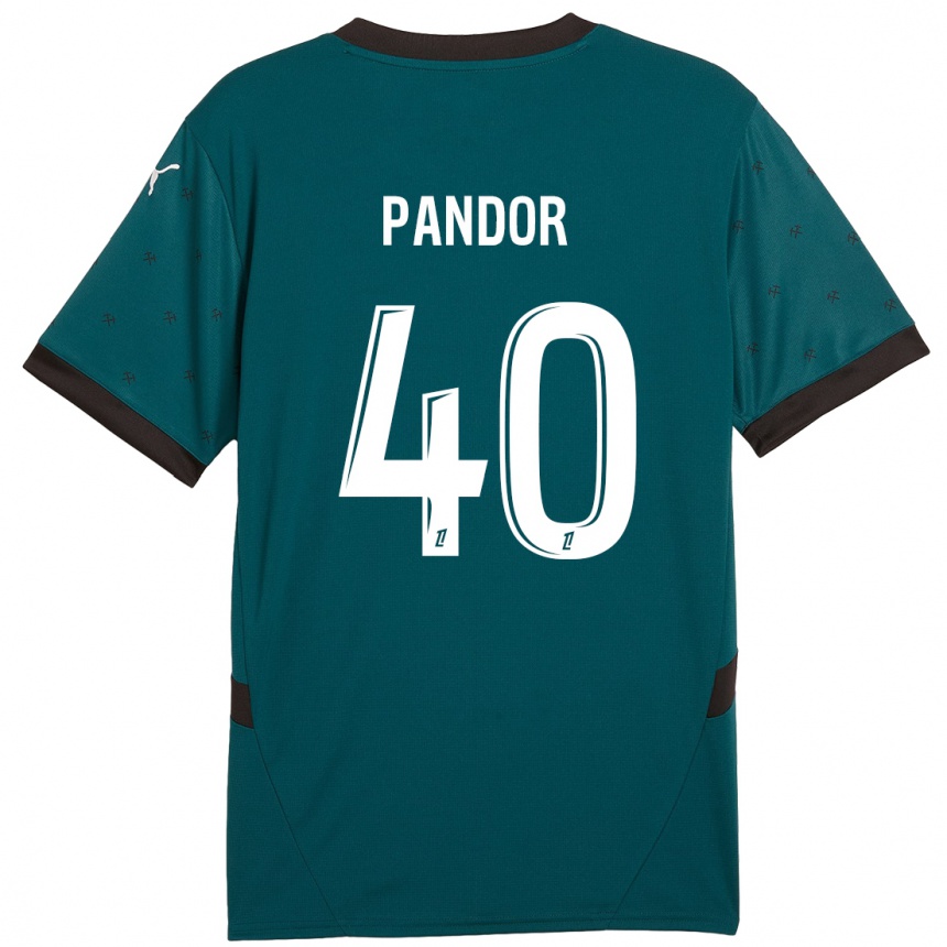 Férfi Labdarúgás Yannick Pandor #40 Sötétzöld Idegenbeli Jersey 2024/25 Mez Póló Ing