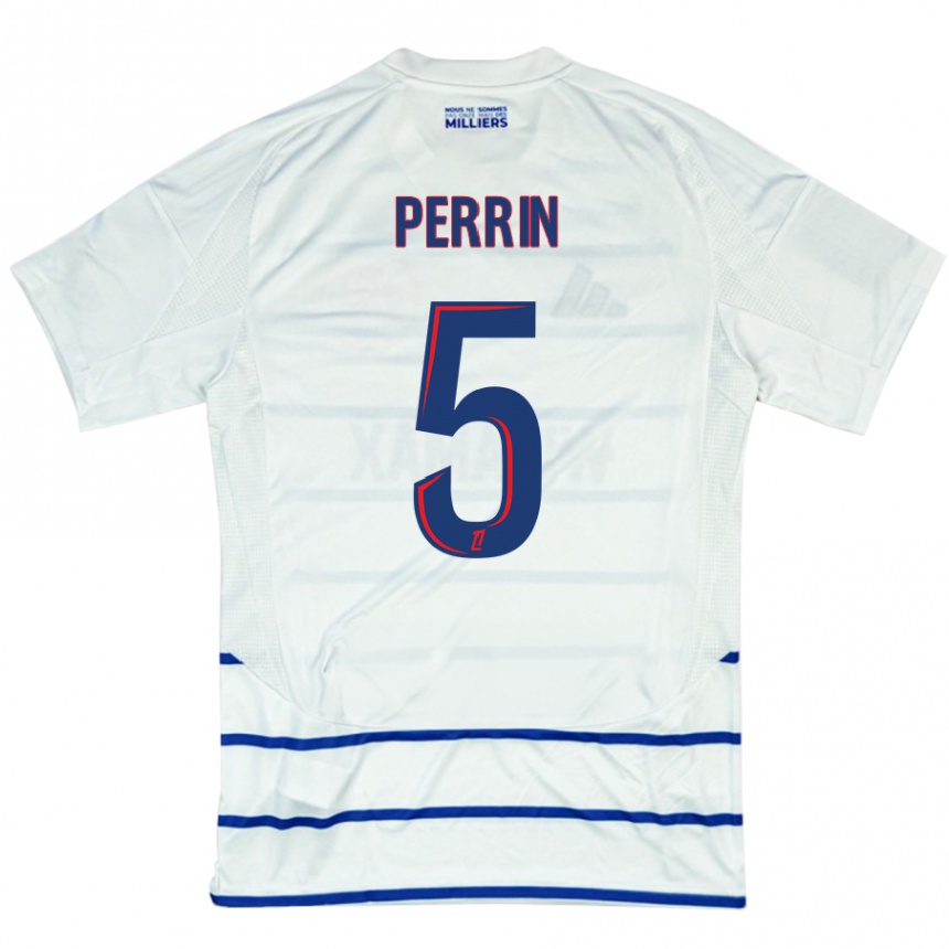 Férfi Labdarúgás Lucas Perrin #5 Fehér Kék Idegenbeli Jersey 2024/25 Mez Póló Ing