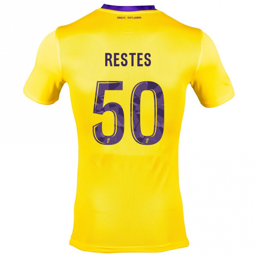 Férfi Labdarúgás Guillaume Restes #50 Sárga Lila Idegenbeli Jersey 2024/25 Mez Póló Ing