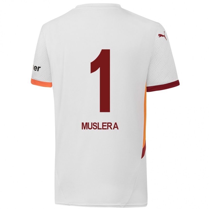 Férfi Labdarúgás Fernando Muslera #1 Fehér Sárga Piros Idegenbeli Jersey 2024/25 Mez Póló Ing