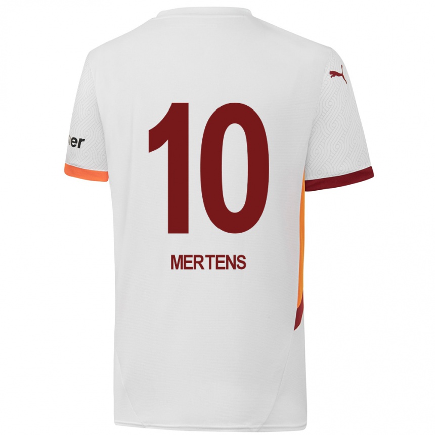 Férfi Labdarúgás Dries Mertens #10 Fehér Sárga Piros Idegenbeli Jersey 2024/25 Mez Póló Ing