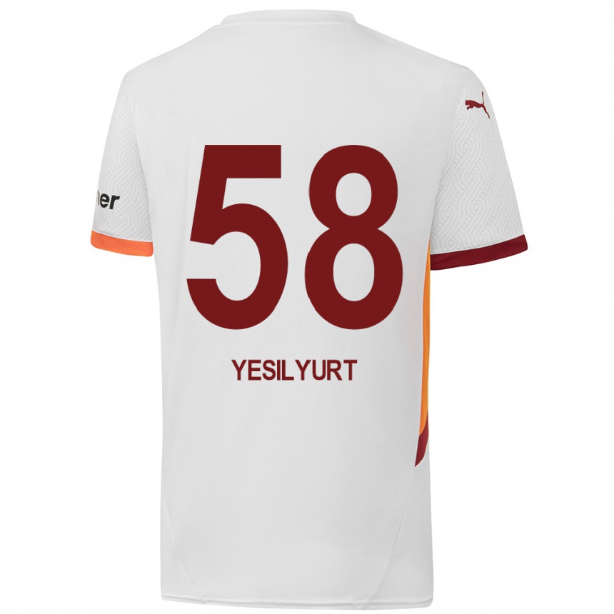 Férfi Labdarúgás Ali Yeşilyurt #58 Fehér Sárga Piros Idegenbeli Jersey 2024/25 Mez Póló Ing