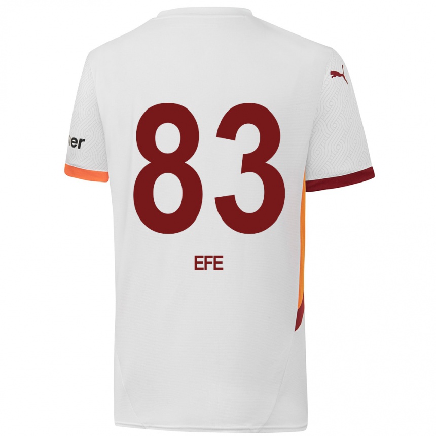 Férfi Labdarúgás Efe Akman #83 Fehér Sárga Piros Idegenbeli Jersey 2024/25 Mez Póló Ing