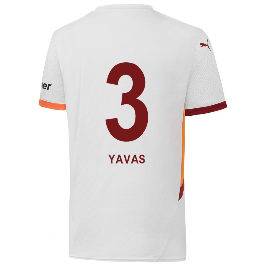 Férfi Labdarúgás Arda Yavas #3 Fehér Sárga Piros Idegenbeli Jersey 2024/25 Mez Póló Ing