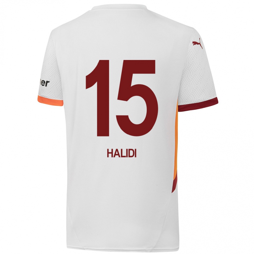 Férfi Labdarúgás Isa Halidi #15 Fehér Sárga Piros Idegenbeli Jersey 2024/25 Mez Póló Ing