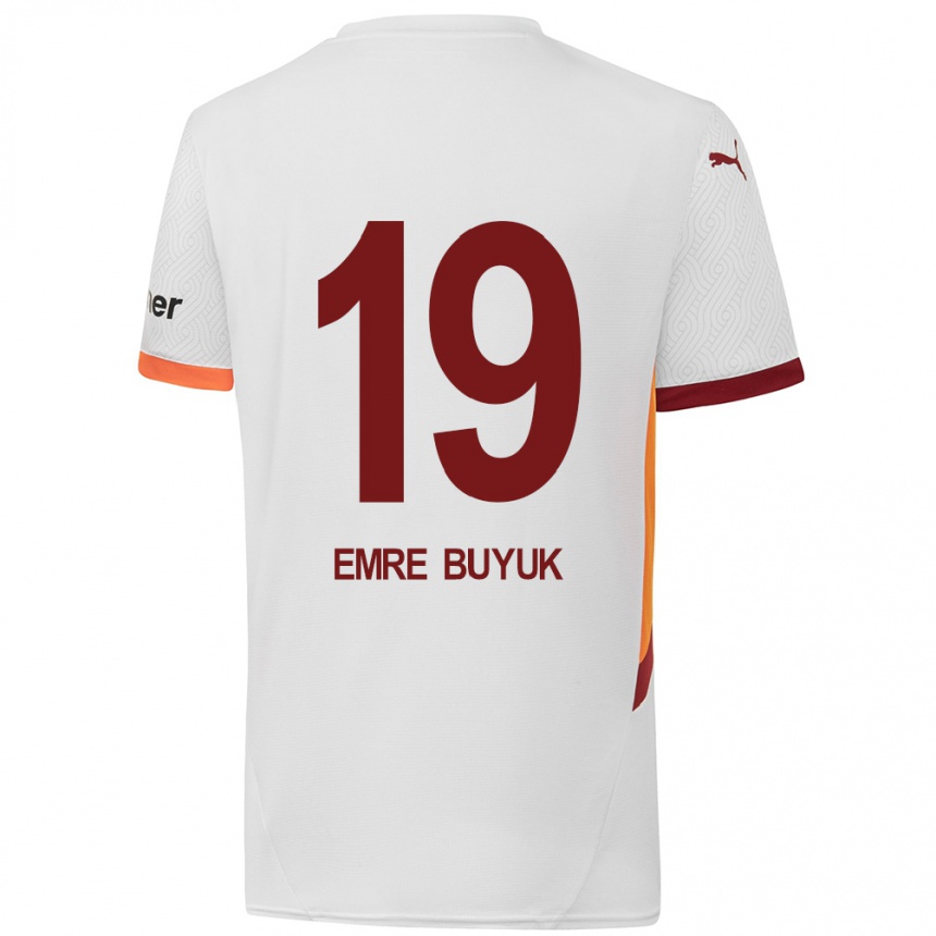 Férfi Labdarúgás Enes Emre Büyük #19 Fehér Sárga Piros Idegenbeli Jersey 2024/25 Mez Póló Ing