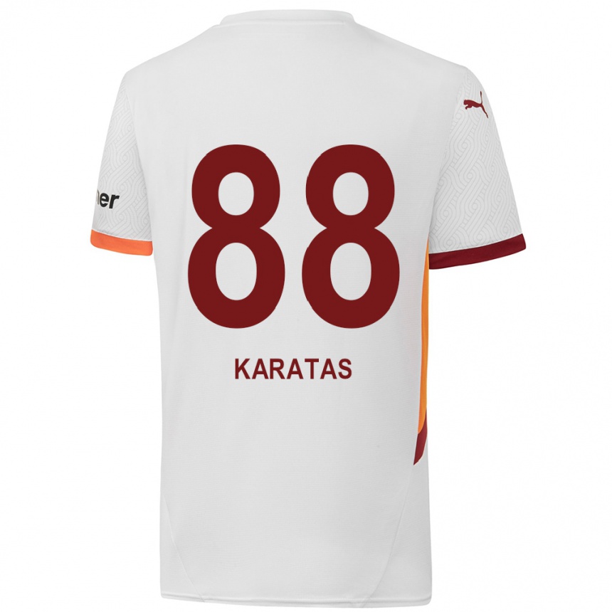 Férfi Labdarúgás Kazımcan Karataş #88 Fehér Sárga Piros Idegenbeli Jersey 2024/25 Mez Póló Ing