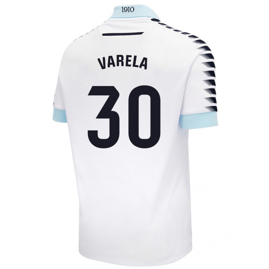 Férfi Labdarúgás Brandon Varela #30 Fehér Kék Idegenbeli Jersey 2024/25 Mez Póló Ing