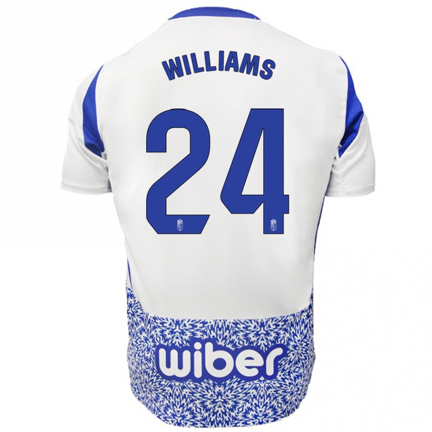 Férfi Labdarúgás Loïc Williams #24 Fehér Kék Idegenbeli Jersey 2024/25 Mez Póló Ing