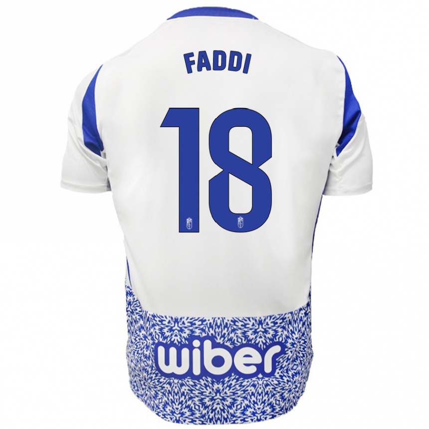 Férfi Labdarúgás Inés Faddi #18 Fehér Kék Idegenbeli Jersey 2024/25 Mez Póló Ing