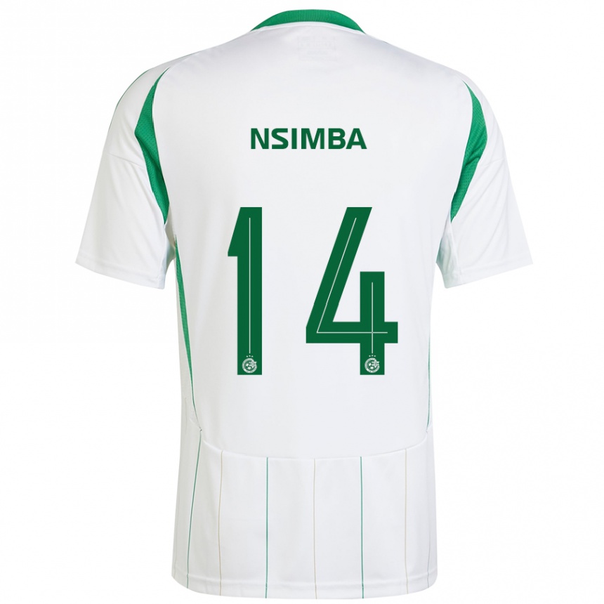 Férfi Labdarúgás Vital Nsimba #14 Fehér Zöld Idegenbeli Jersey 2024/25 Mez Póló Ing