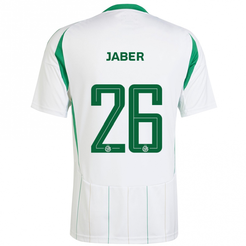 Férfi Labdarúgás Mahmoud Jaber #26 Fehér Zöld Idegenbeli Jersey 2024/25 Mez Póló Ing