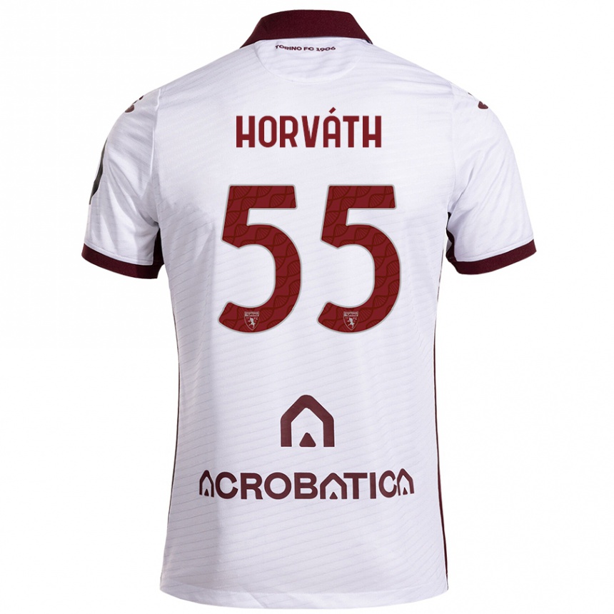 Férfi Labdarúgás Krisztofer Horváth #55 Fehér Barna Idegenbeli Jersey 2024/25 Mez Póló Ing