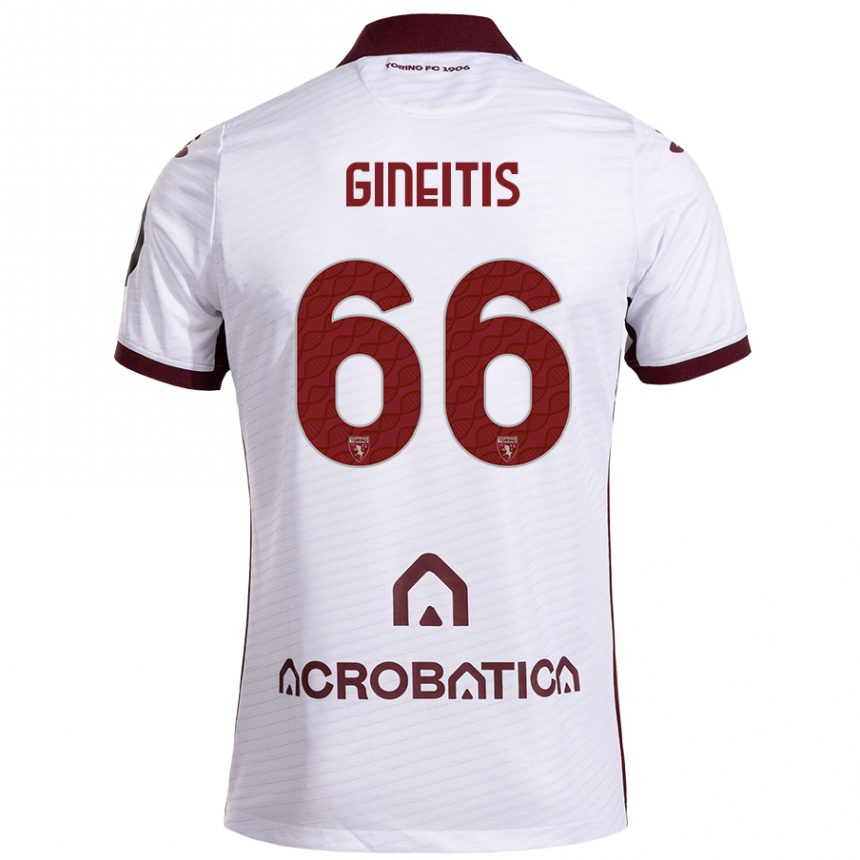 Férfi Labdarúgás Gvidas Gineitis #66 Fehér Barna Idegenbeli Jersey 2024/25 Mez Póló Ing