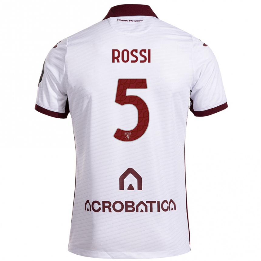 Férfi Labdarúgás Simone Rossi #5 Fehér Barna Idegenbeli Jersey 2024/25 Mez Póló Ing