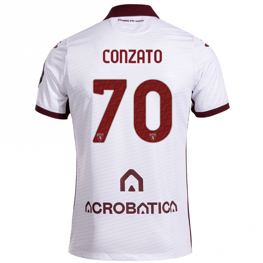 Férfi Labdarúgás Filippo Conzato #70 Fehér Barna Idegenbeli Jersey 2024/25 Mez Póló Ing