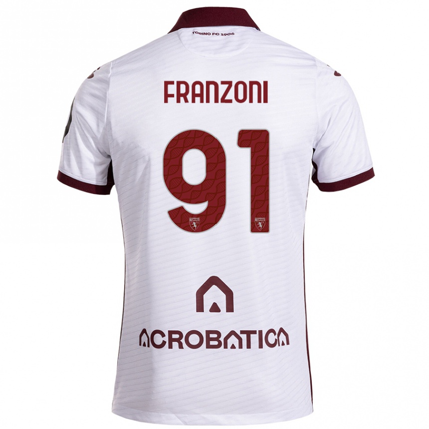 Férfi Labdarúgás Nicolò Franzoni #91 Fehér Barna Idegenbeli Jersey 2024/25 Mez Póló Ing