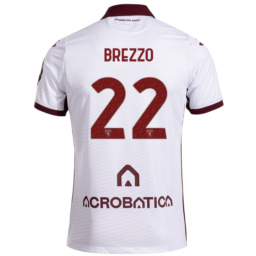 Férfi Labdarúgás Matteo Brezzo #22 Fehér Barna Idegenbeli Jersey 2024/25 Mez Póló Ing