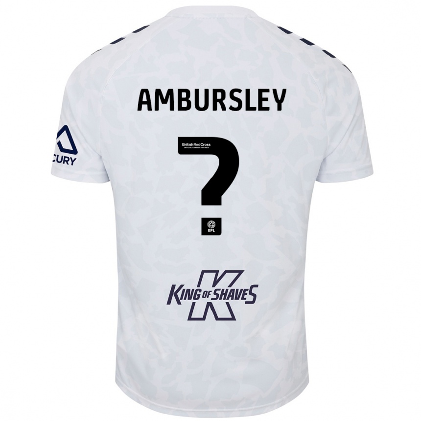 Férfi Labdarúgás Conrad Ambursley #0 Fehér Idegenbeli Jersey 2024/25 Mez Póló Ing